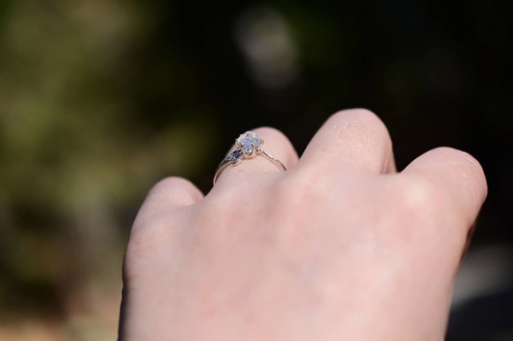 Raw Diamond Engagement Ring, Rough Uncut Diamond, White Diamond, Natural - Picture 7 of 10